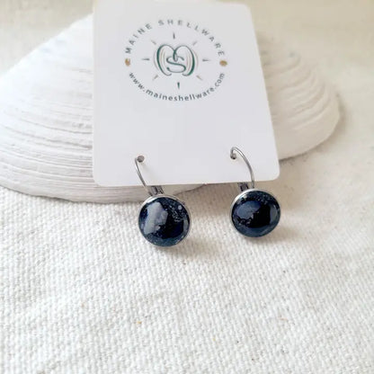 Maine Shellware Small Silver leverback earrings