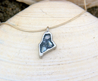 Maine Shellware Mini Shape of Maine Pendant