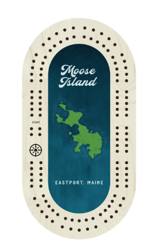 Moose Island-Eastport Mini Travel Cribbage Board &  Pegs Set-In Color