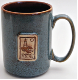 Maine Pottery Lighthouse Stamp Mug