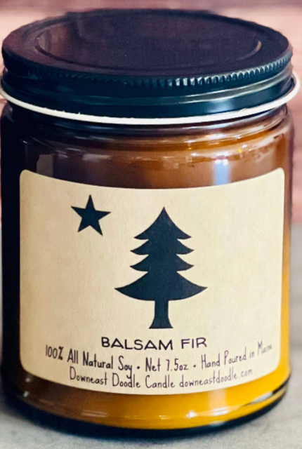 Maine Flag amber natural soy candle-Balsam Fir