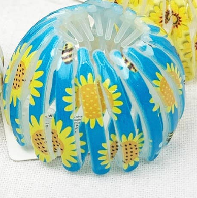 Sunflower Print Bird Nest Magic Hair Bun Clip