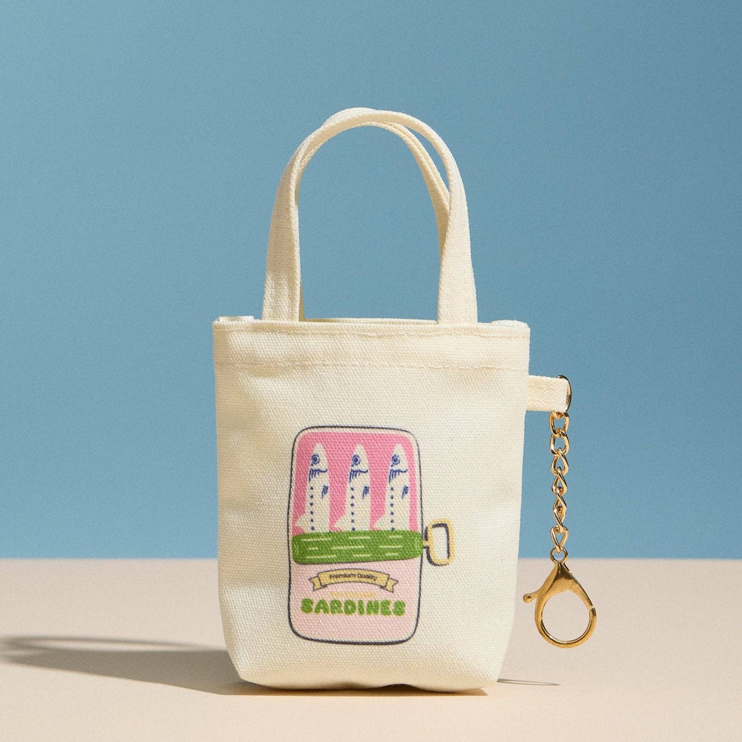 Canvas Retro Sardine Graphic | Mini Bag Charm