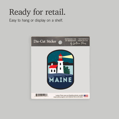 STICKER Maine, Lighthouse, Vector Style