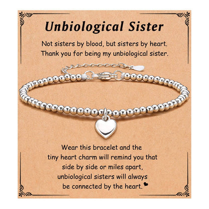 Heart Charm Stainless Steel Bracelet with Blessing Cards
