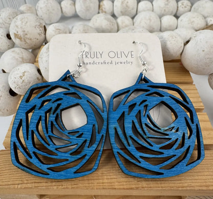 Wood Boho Mandala Earrings