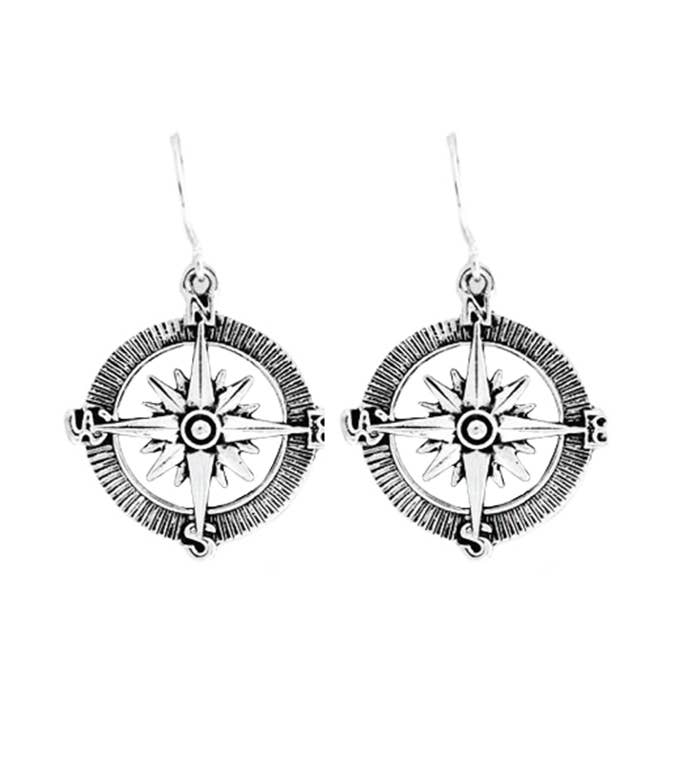 Maritime Eight Point Compass Protection Earrings