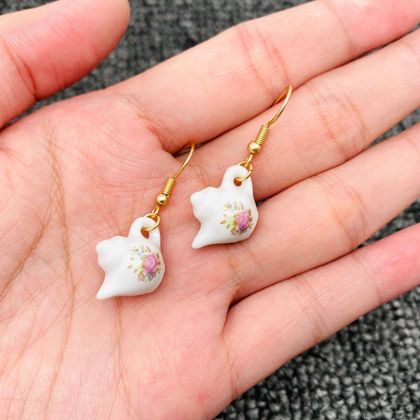 Ceramic Teapots and Tea Cups Charm Dangle Earrings
