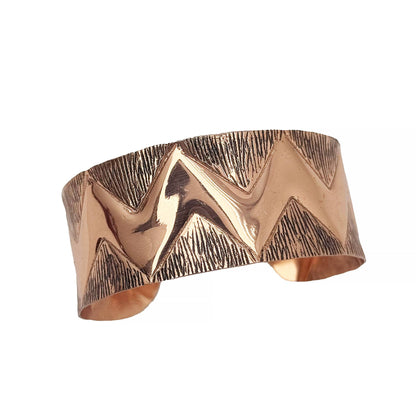 Handcrafted Zigzag Texture Copper Cuff