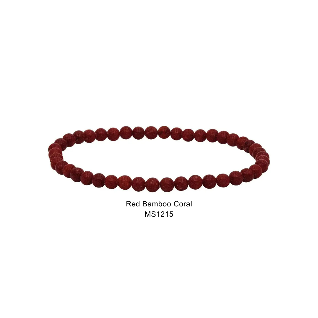 Mini Gemstone 4mm Beaded Stretch Bracelets