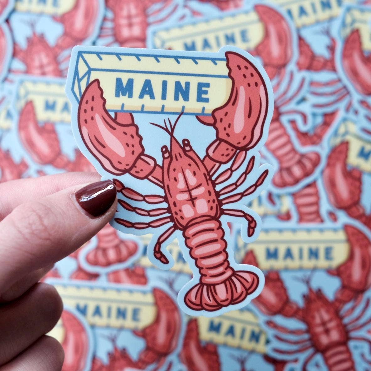 Maine Lobster & Butter Sticker — Vinyl, Waterproof Sticker
