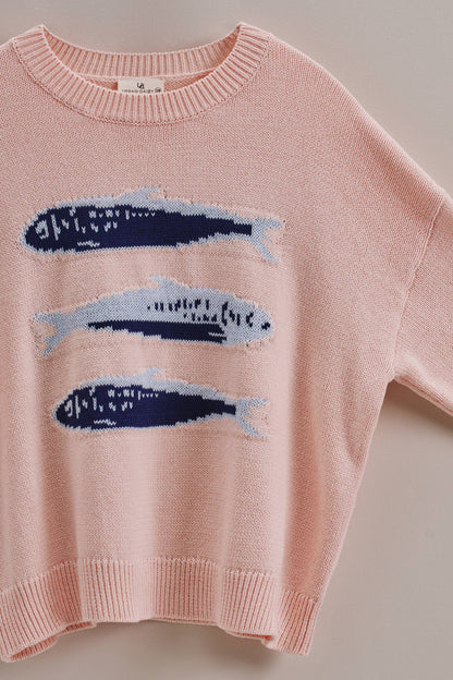 Graphic Oversized Drop-Shoulder Knit Sweater