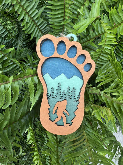 Layered Bigfoot Print Ornament