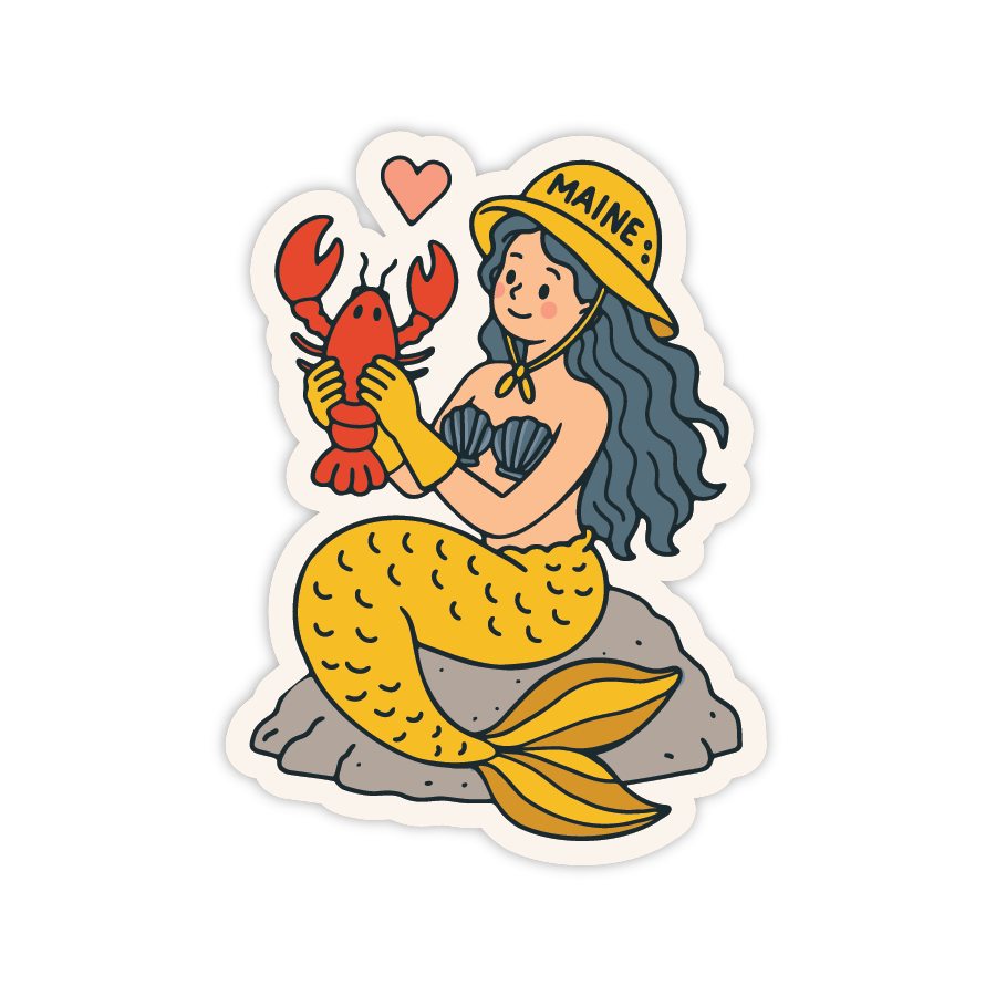 Maine Yellow Fisherman Mermaid Sticker