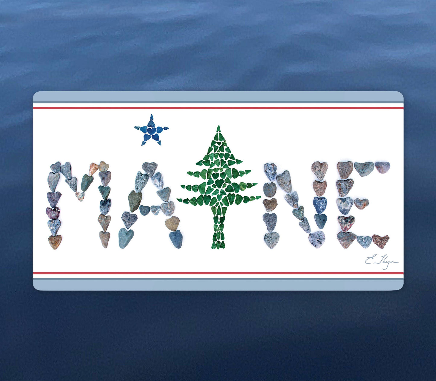 Vinyl Stickers | Maine 1901 flag design Bumper Sticker