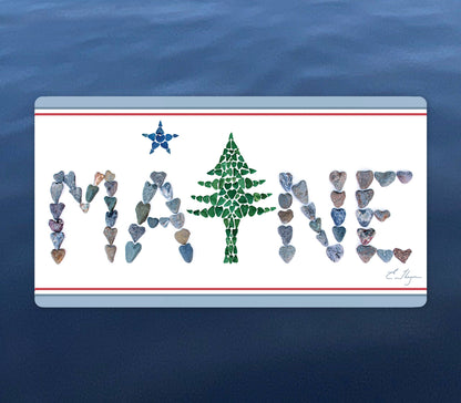 Vinyl Stickers | Maine 1901 flag design Bumper Sticker