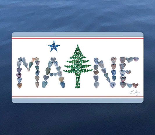 Vinyl Stickers | Maine 1901 flag design Bumper Sticker
