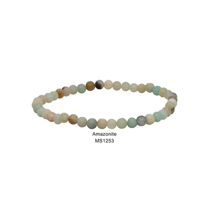 Mini Gemstone 4mm Beaded Stretch Bracelets