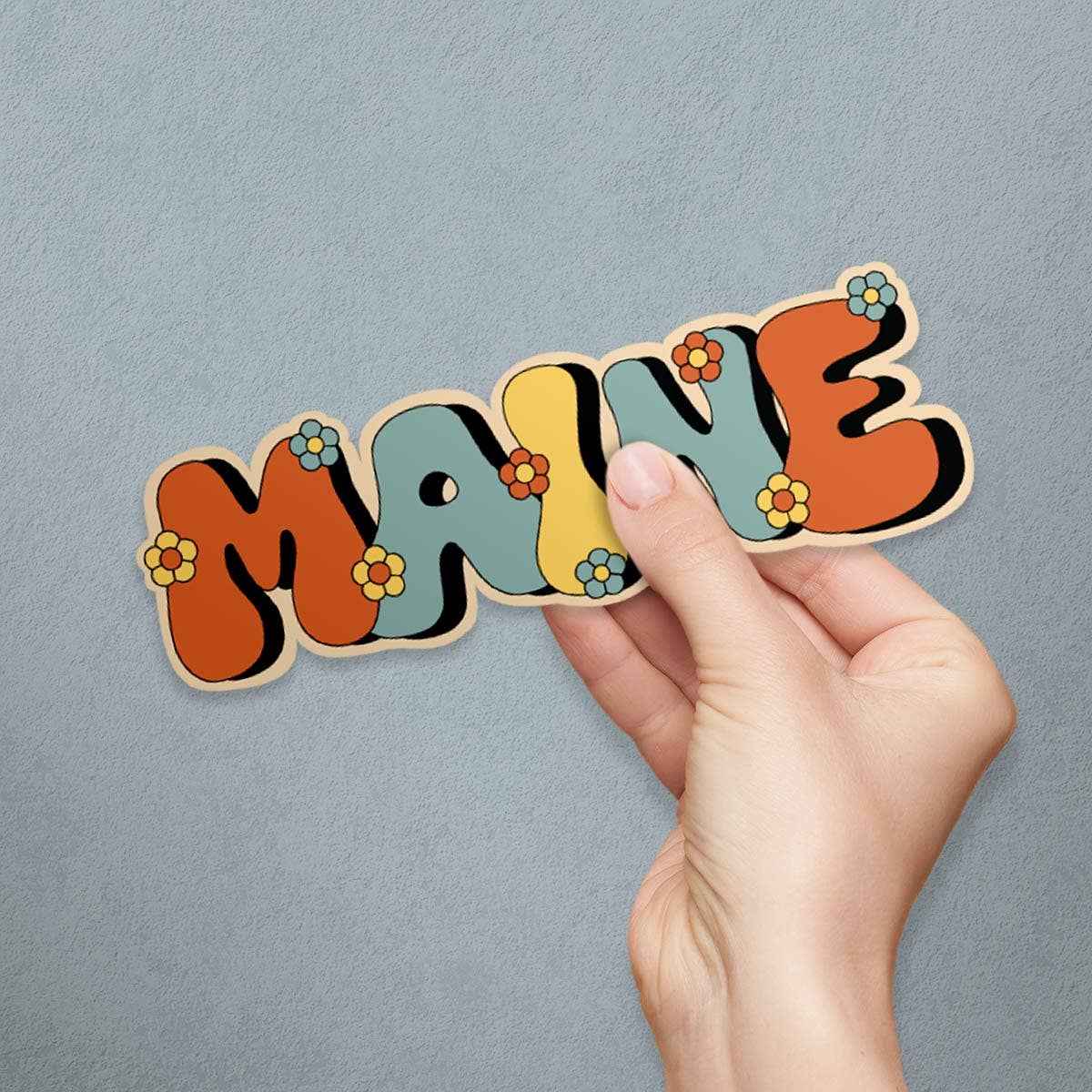 Maine Funky Flower Power Die Cut Vinyl Sticker