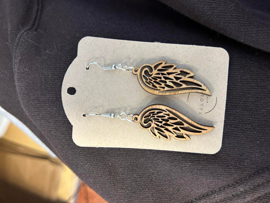 wooden wing earrings