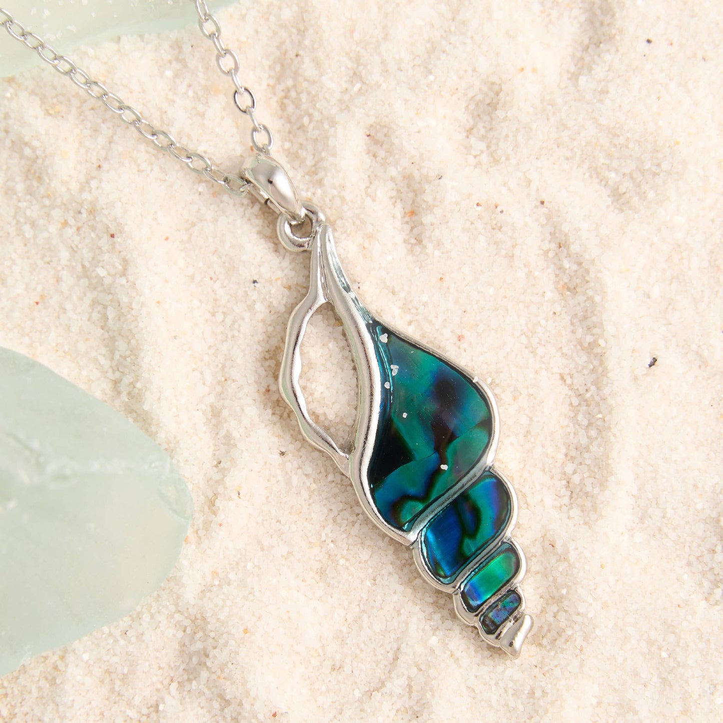 Abalone Conk Shell Pendant Necklace Beach Jewelry
