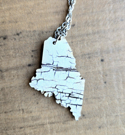 Maine Rustic Birch Tree Print Necklace or Earrings