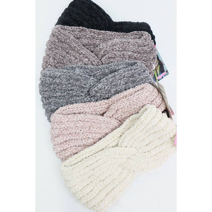 Fuzzy Knitted  Winter Headband