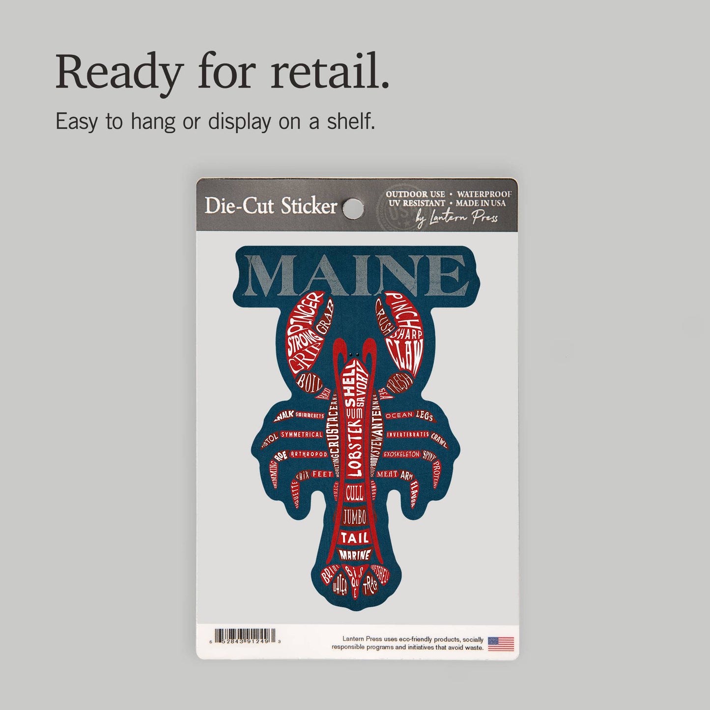 STICKERS Maine, Red Lobster, Typography
