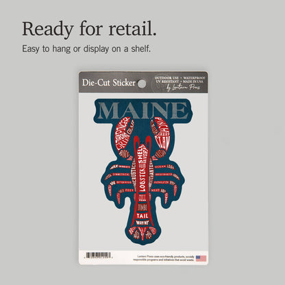 STICKERS Maine, Red Lobster, Typography