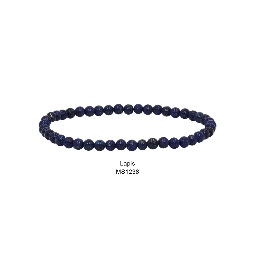 Mini Gemstone 4mm Beaded Stretch Bracelets