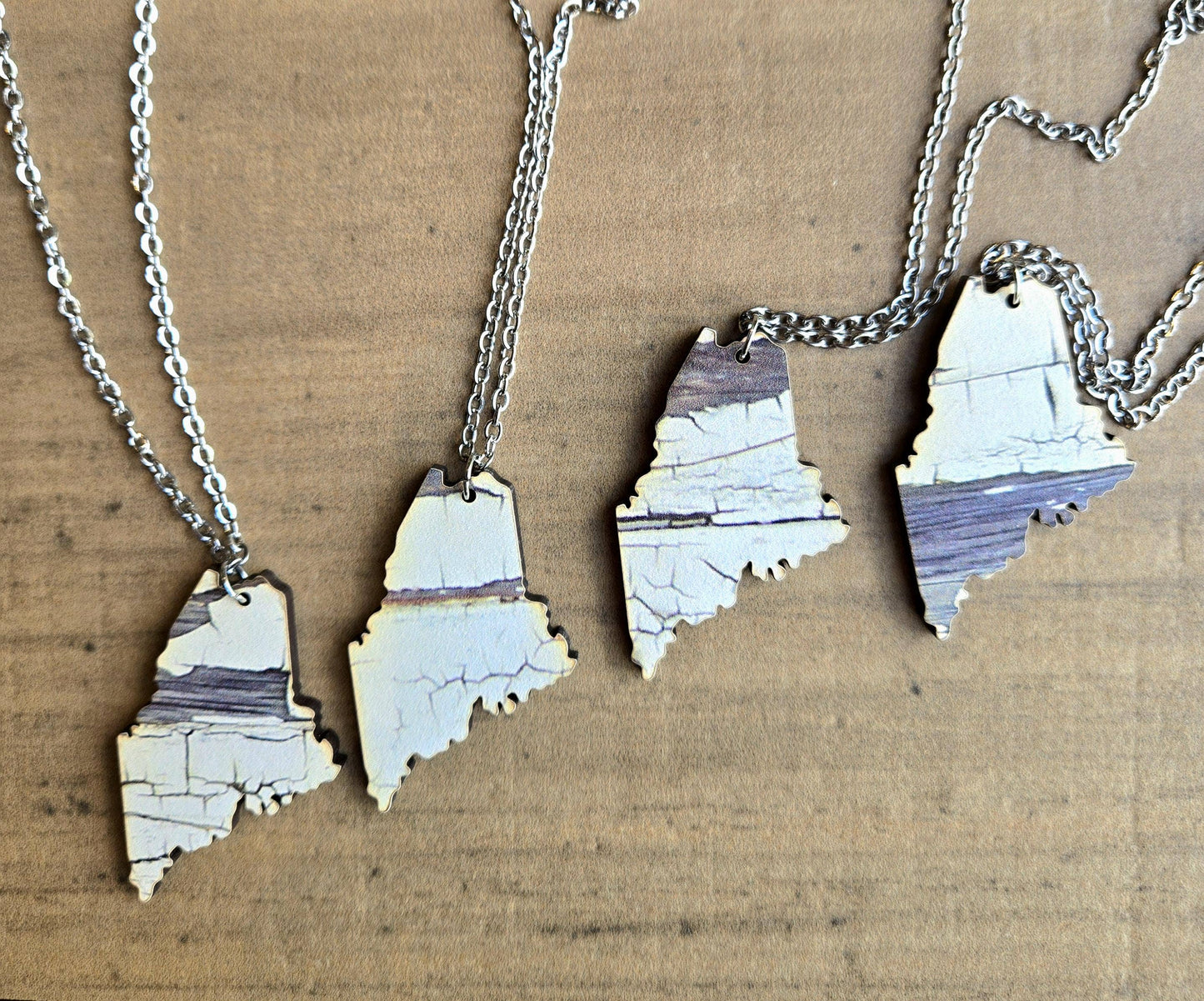 Maine Rustic Birch Tree Print Necklace or Earrings