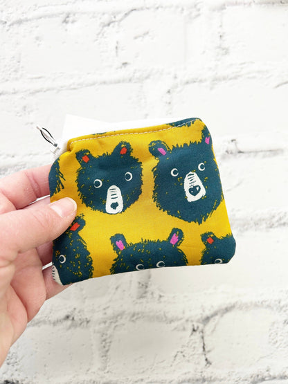 Small Fabric Pouch-Black Bears