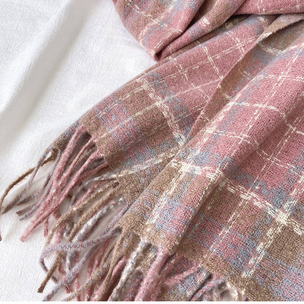 Plaid Tassel Scarf