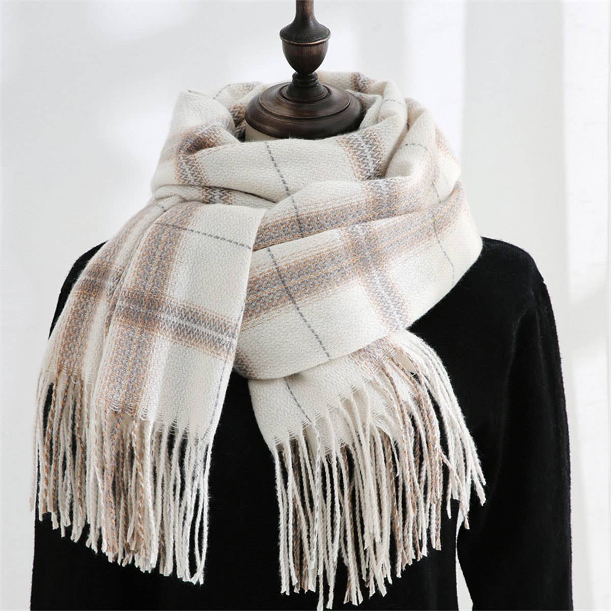 Plaid Winter Scarf-Soft Thickened Shawl