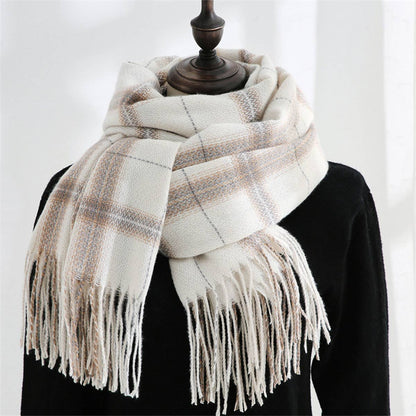 Plaid Winter Scarf-Soft Thickened Shawl