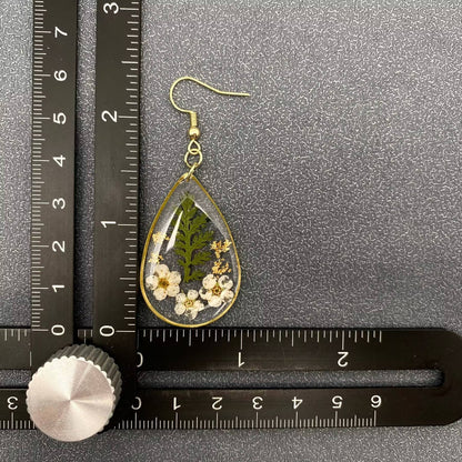 Dried Flowers Floral Drop Shaped Dangle Earrings
