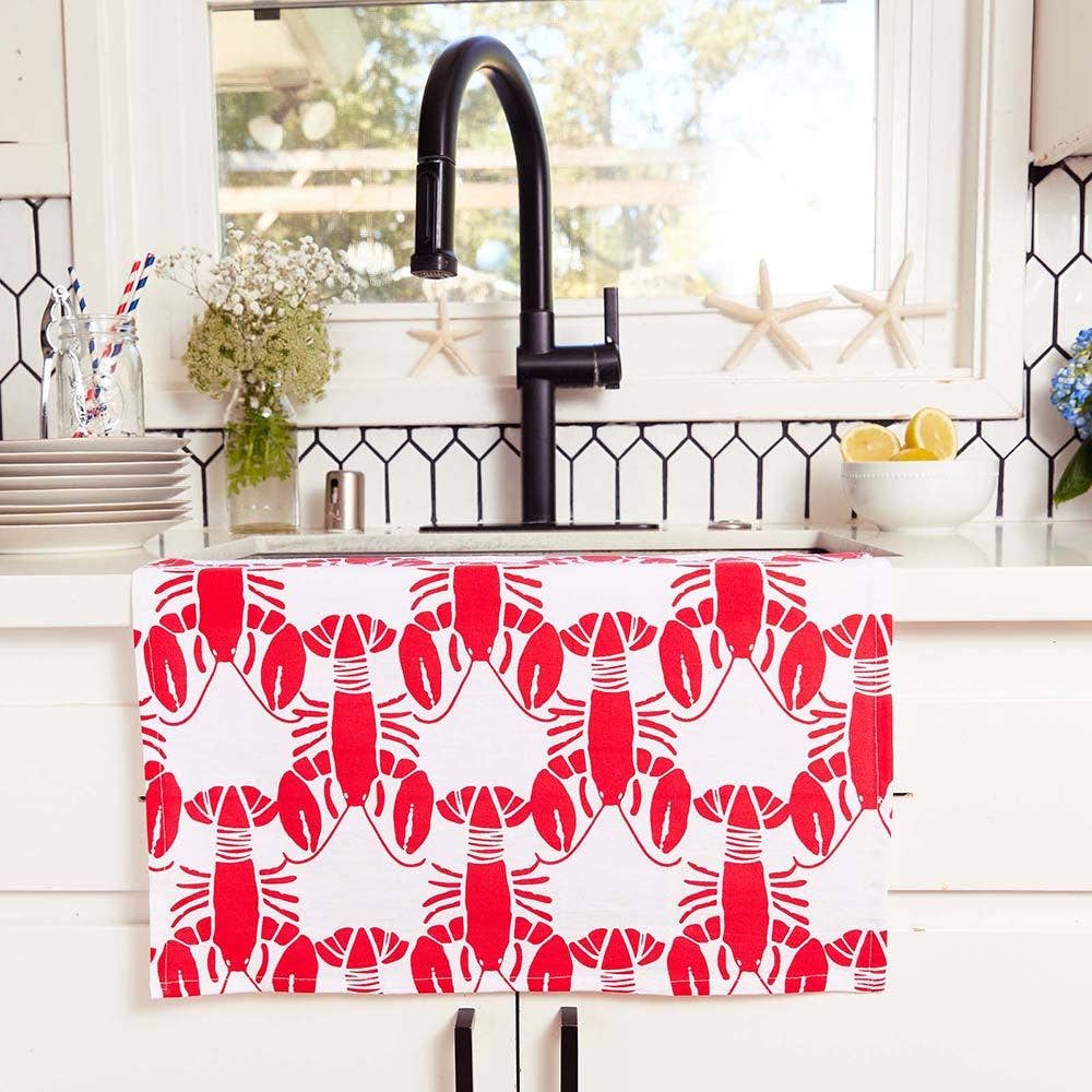 Lobster Waves Cotton Kitchen Towels