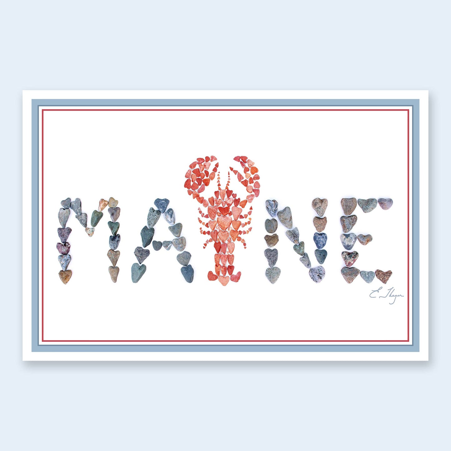 Maine with lobster postcard