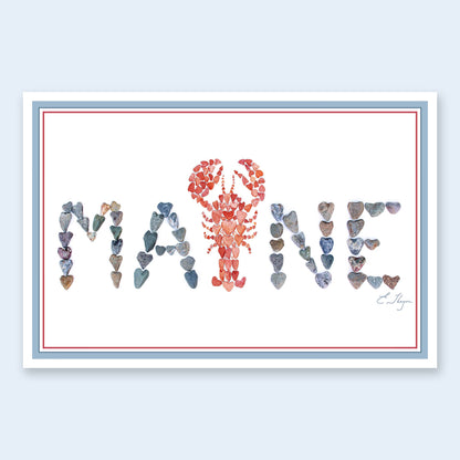Maine with lobster postcard