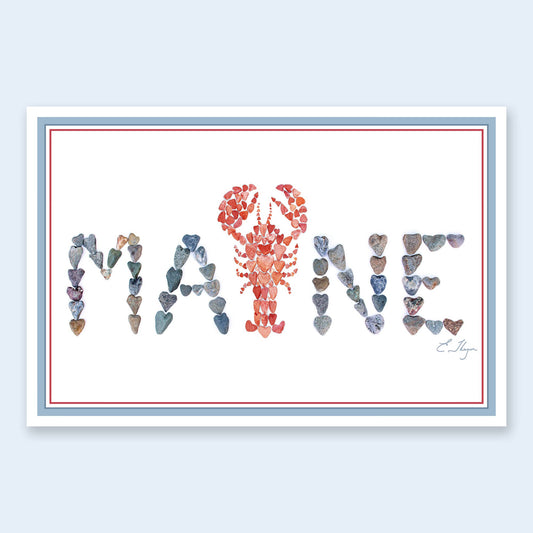 Maine with lobster postcard