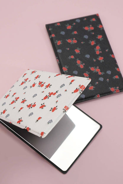 TRAVEL POCKET COMPACT HANDHELD FLOWER MIRROR