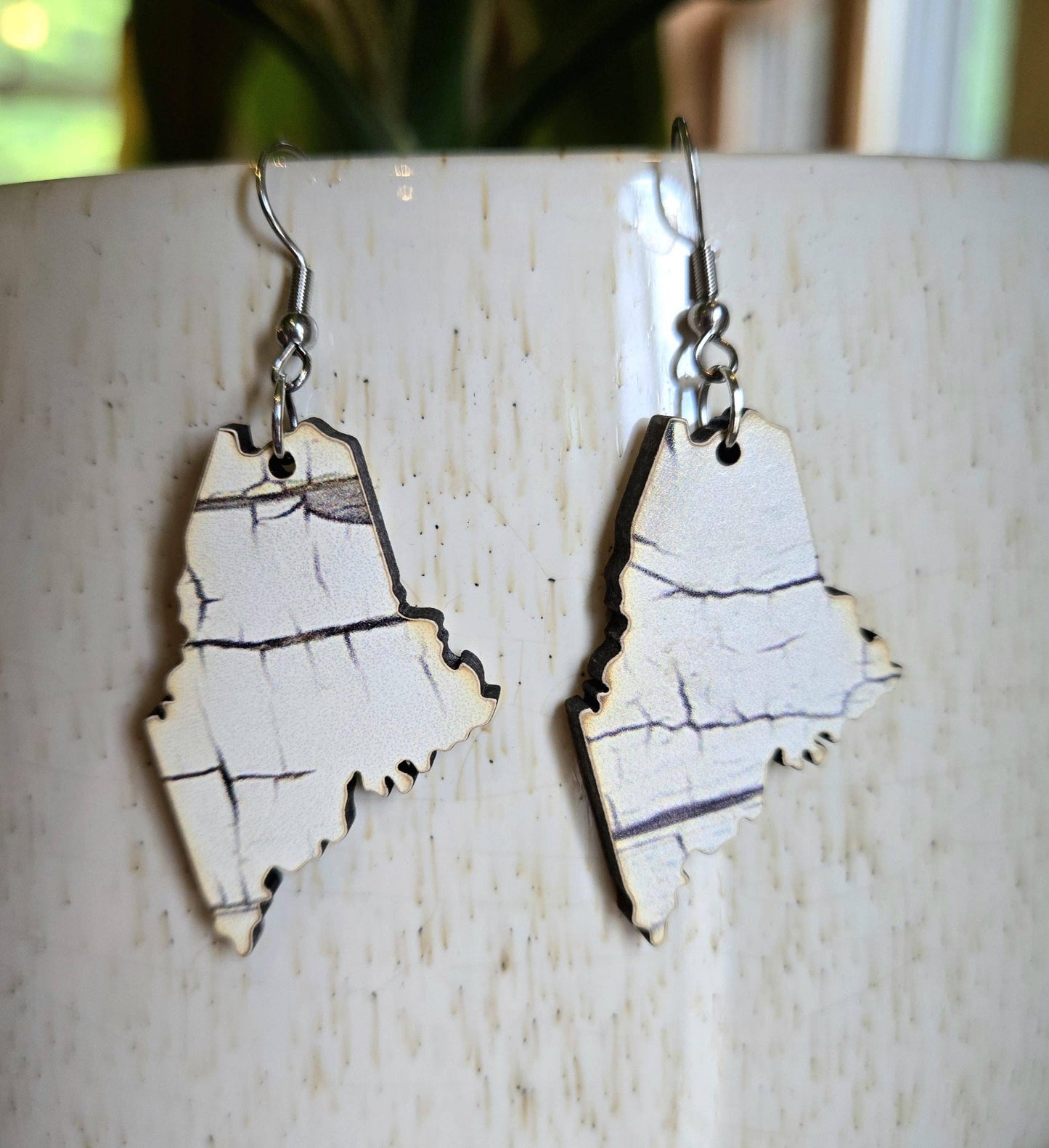 Maine Rustic Birch Tree Print Necklace or Earrings