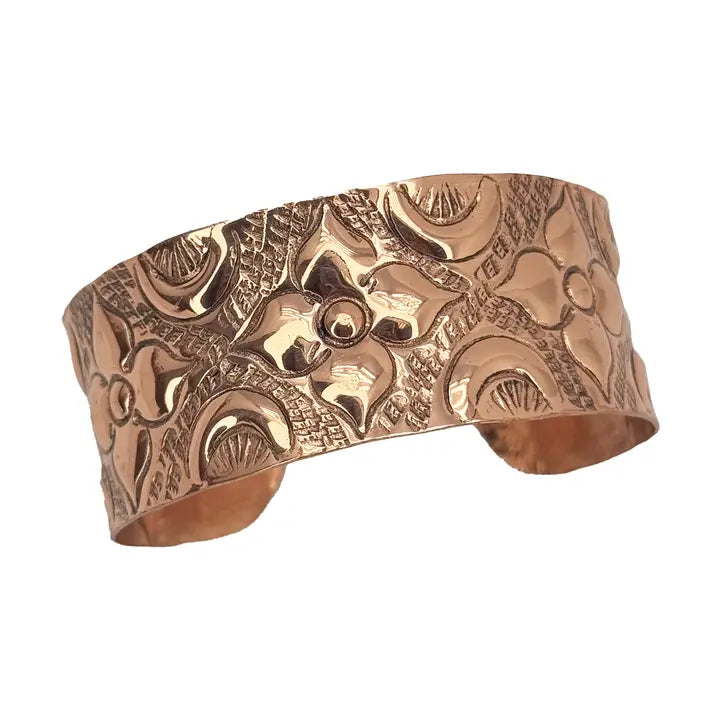 Handcrafted Copper Floral Cuff Bracelet