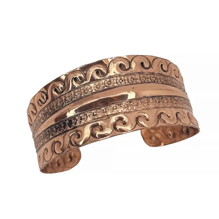 Handcrafted Ocean Wave Scroll Copper Cuff