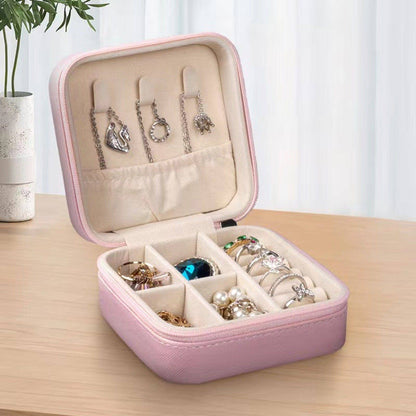 Zip Around Square Jewelry Organizer Box