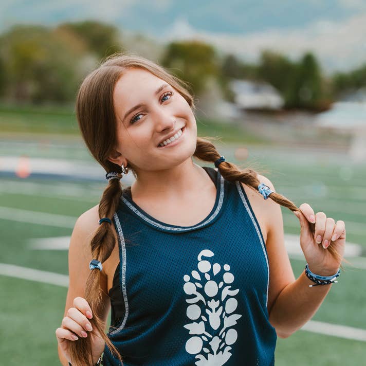 "Game Day" Navy/Gray Hair Tie Bracelets