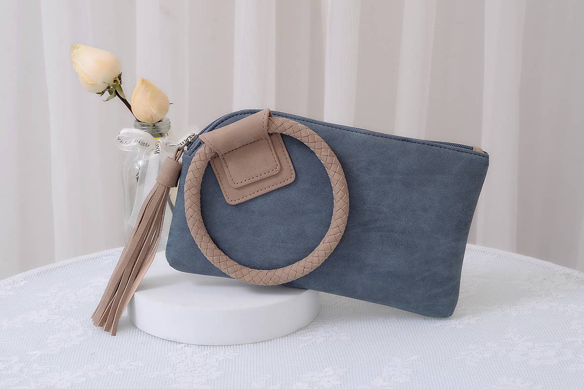 Cuff Handle Tassel Wristlet Clutch
