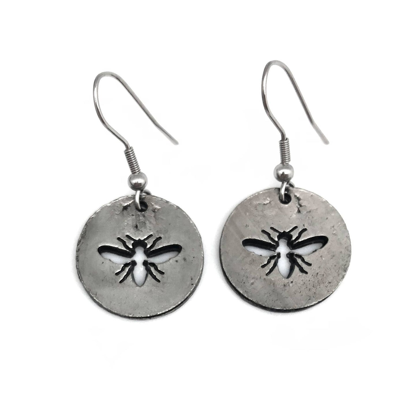 Pewter Earrings - Bee