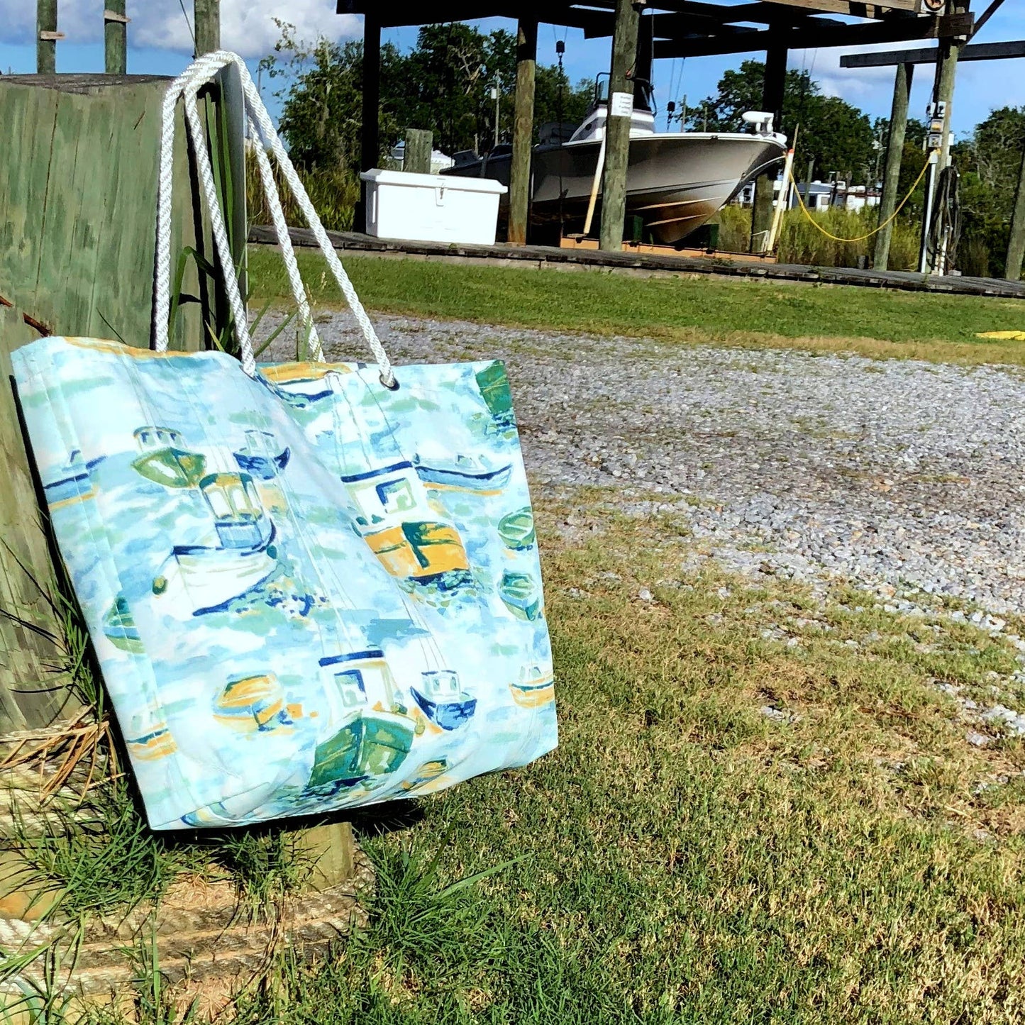 Nautical Tote, Watercolor Boats