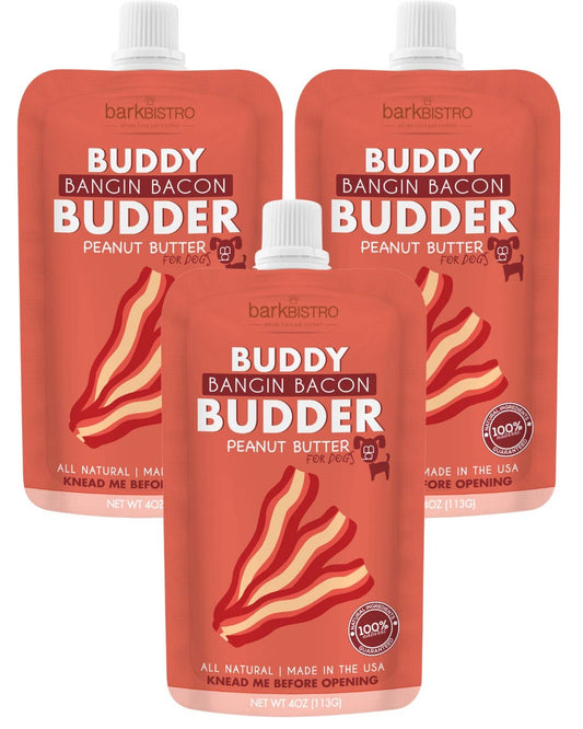 Dog Peanut Butter - 4oz Squeeze Packs Bangin Bacon  Budder